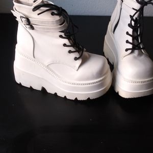 Demonia Shaker Vegan White Leather  Boots